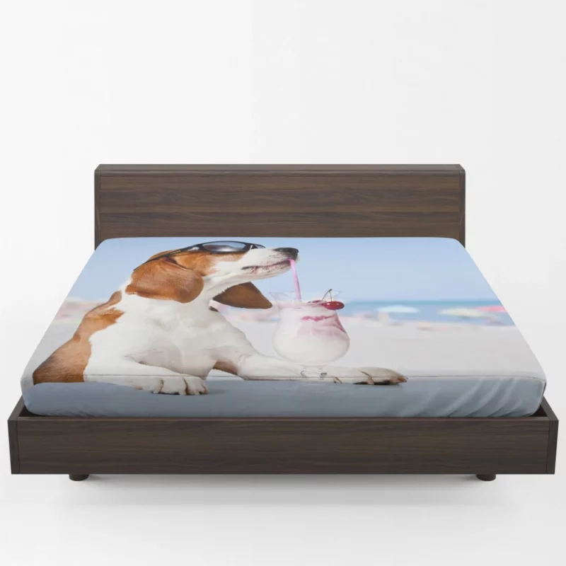 Basset Hound Humorous Moment Milkshake Joy Fitted Sheet