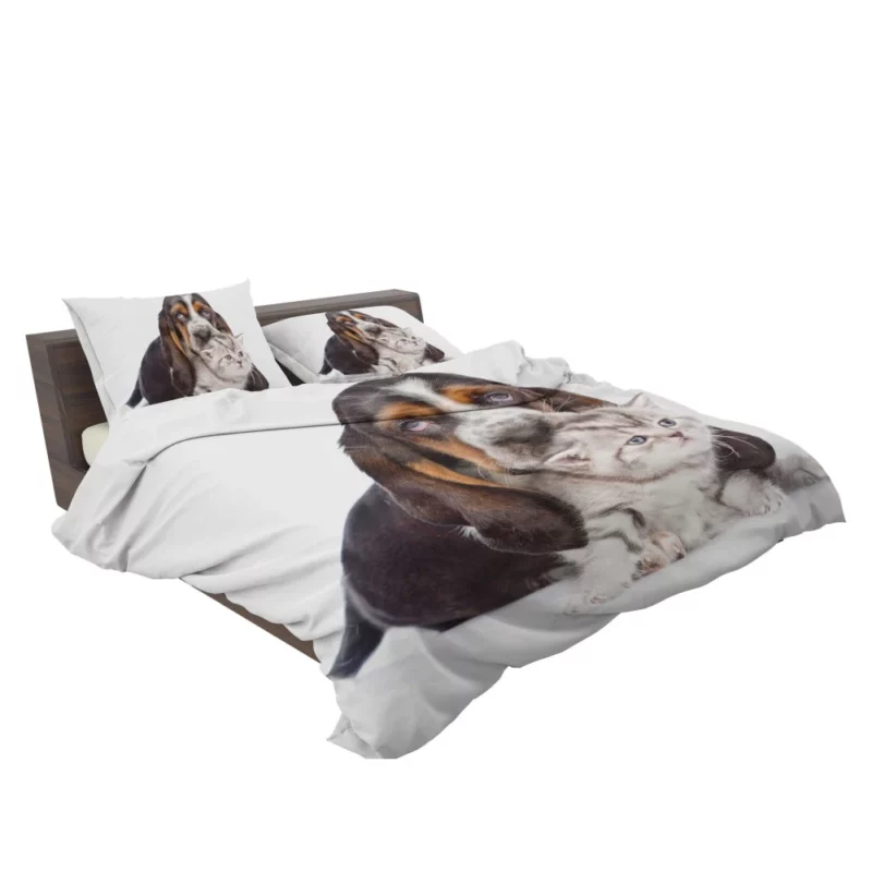 Basset Hound & Kitten Furry Friendship Bedding Set 2