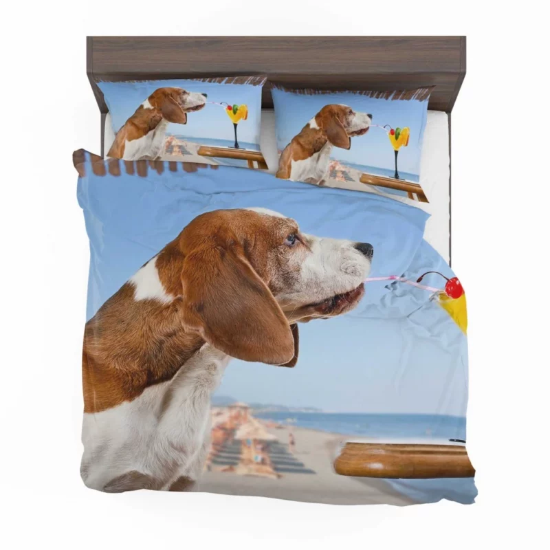 Basset Hound with a Summer Twist Playful Vibes Bedding Set 1