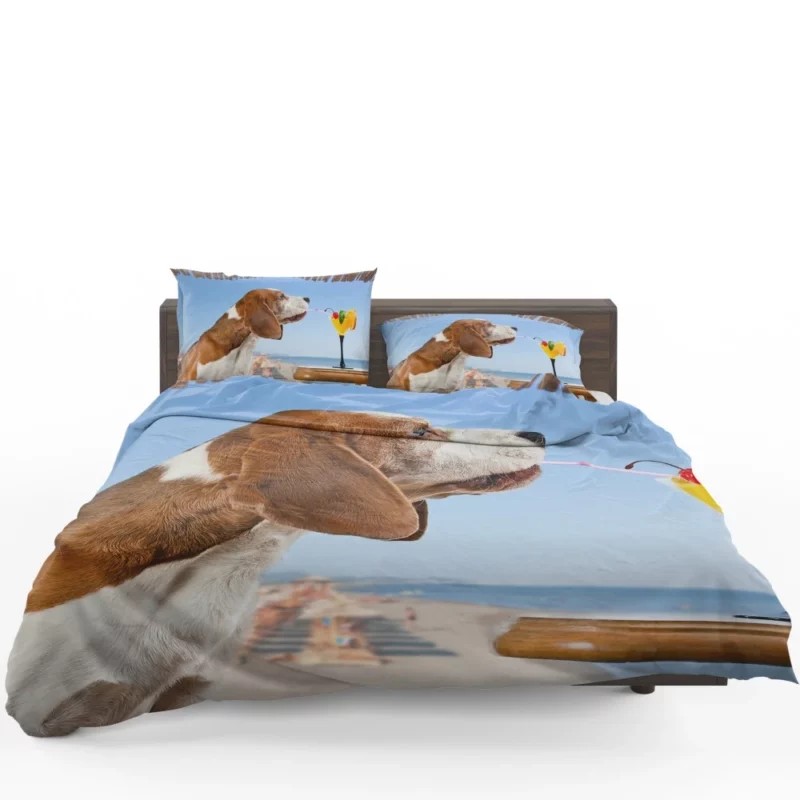 Basset Hound with a Summer Twist Playful Vibes Bedding Set