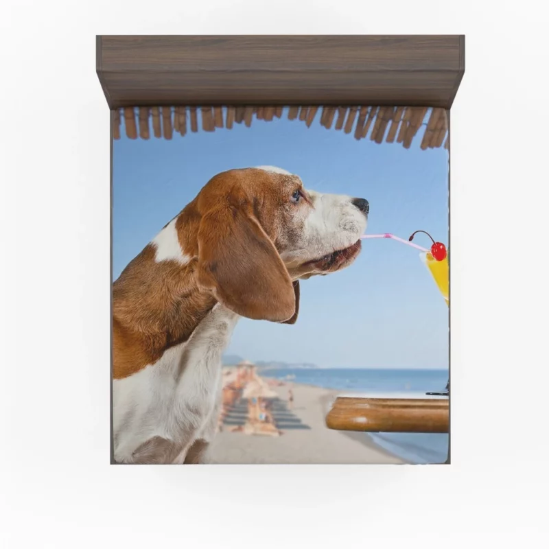 Basset Hound with a Summer Twist Playful Vibes Fitted Sheet 1