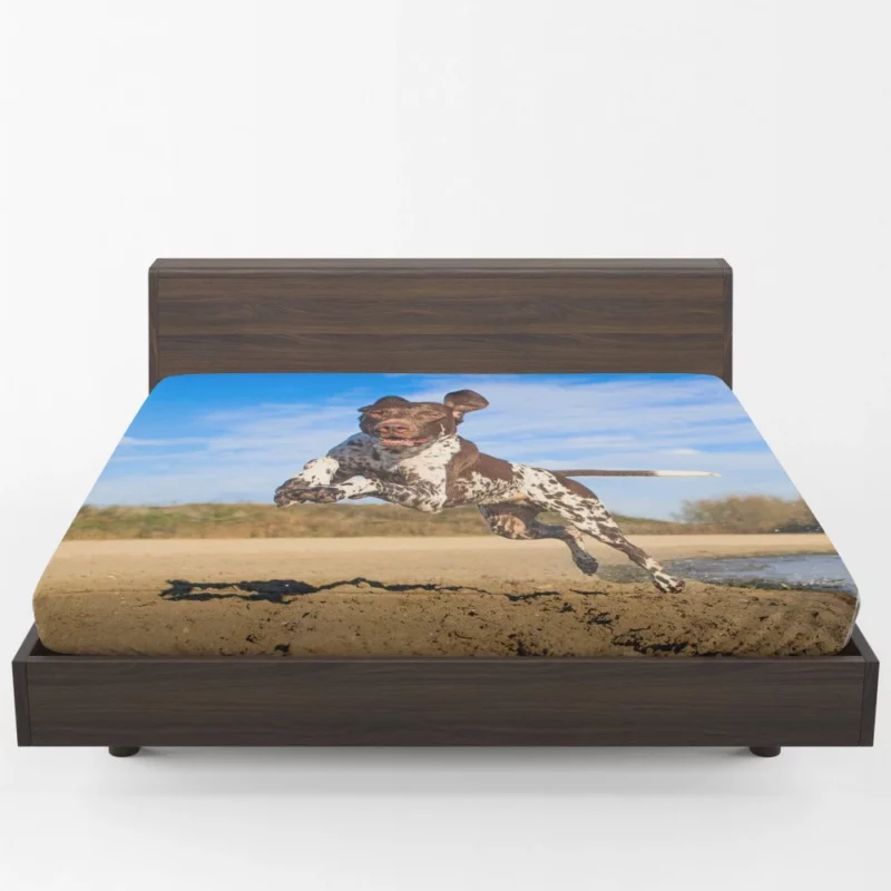 Beach Running German Shorthaired Pointer Fitted Sheet