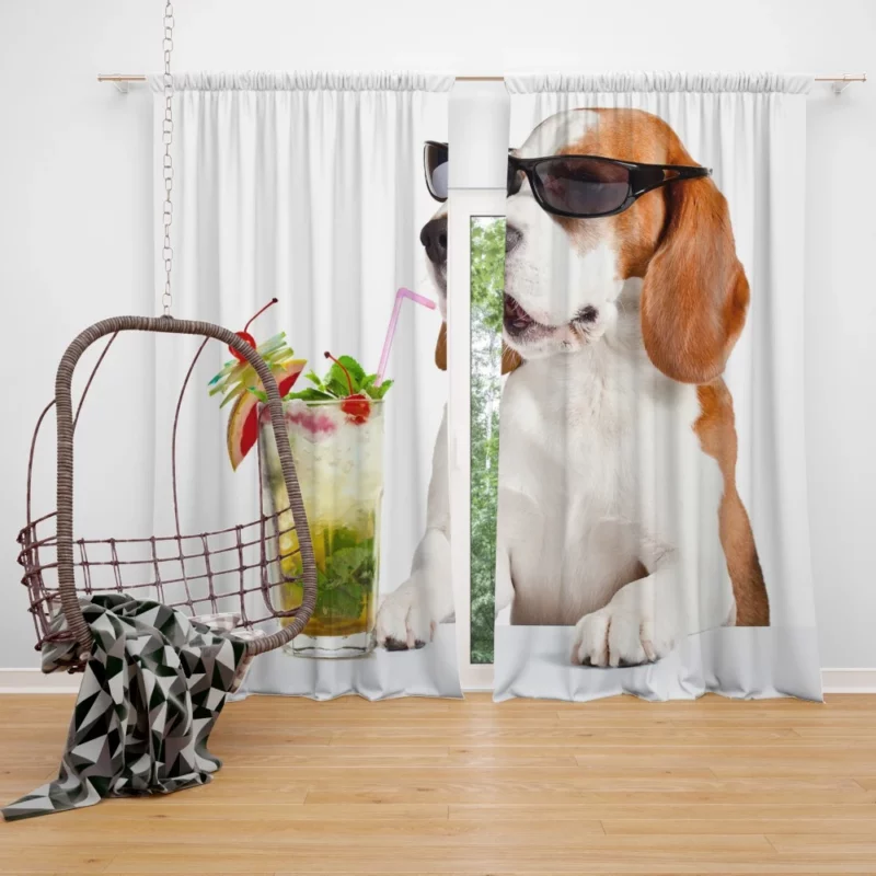 Beagle Cocktail Affair Summer Fun Curtain