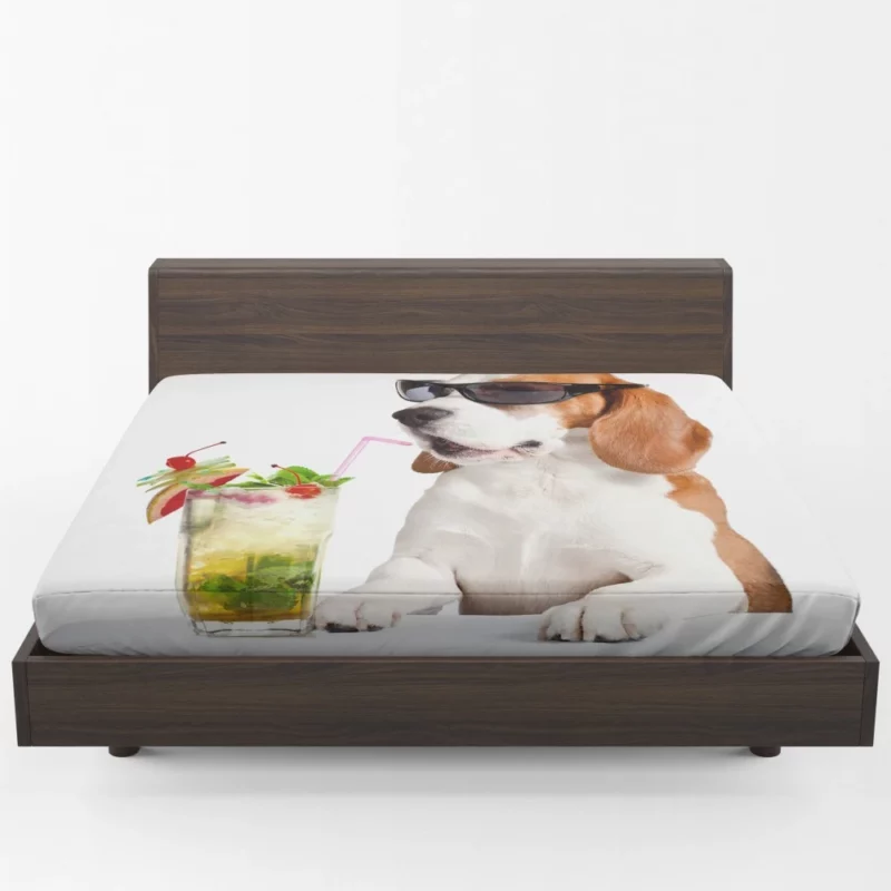 Beagle Cocktail Affair Summer Fun Fitted Sheet