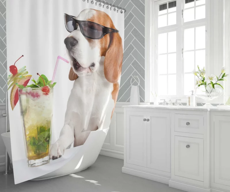 Beagle Cocktail Affair Summer Fun Shower Curtain 1