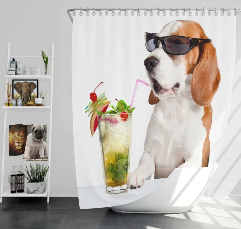 Beagle Cocktail Affair Summer Fun Shower Curtain