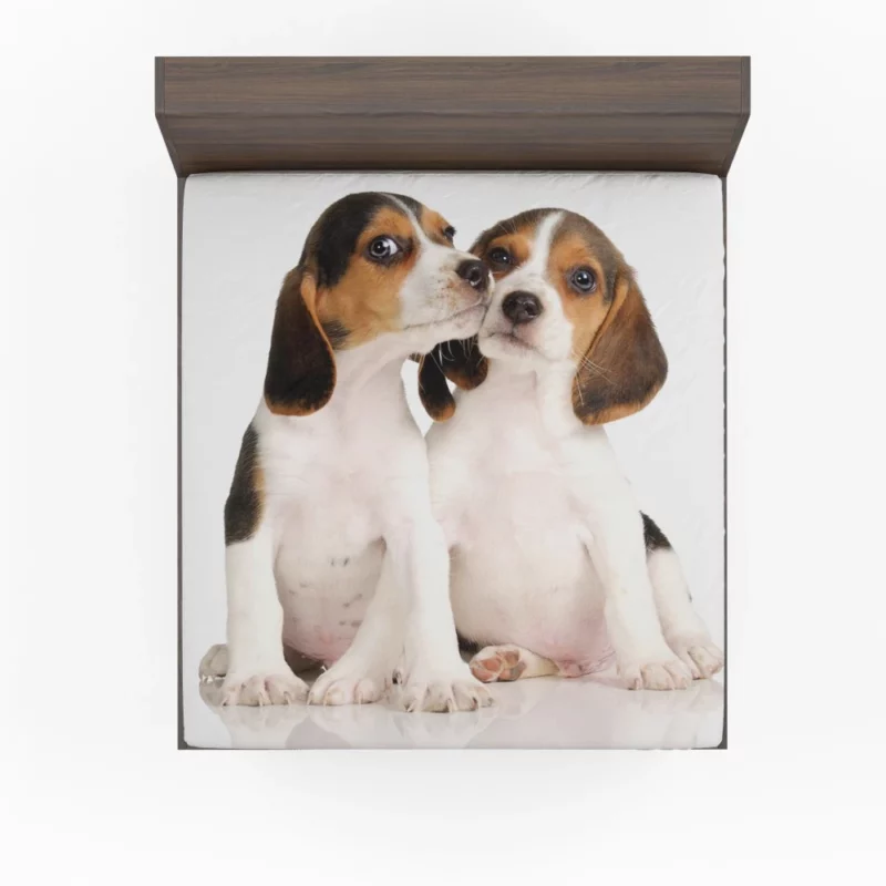 Beagle Puppies Playful Innocence Fitted Sheet 1