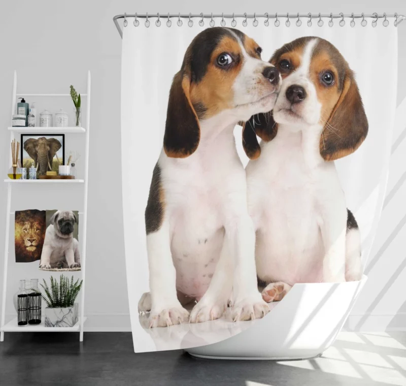 Beagle Puppies Playful Innocence Shower Curtain