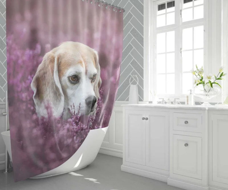 Beagle Purple Serenade Floral Fascination Shower Curtain 1