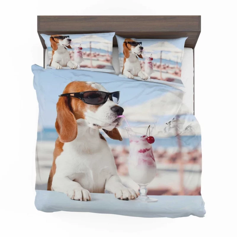 Beagle Summer Style Sunglass Adventure Bedding Set 1