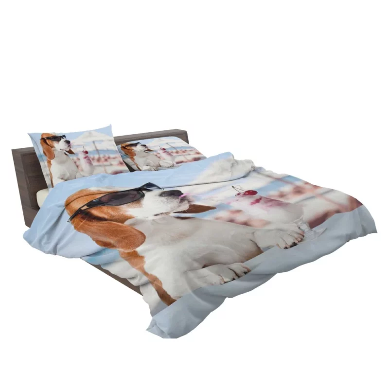 Beagle Summer Style Sunglass Adventure Bedding Set 2