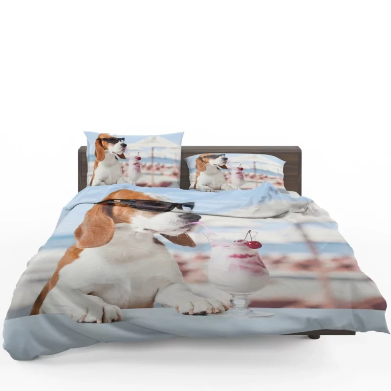 Beagle Summer Style Sunglass Adventure Bedding Set