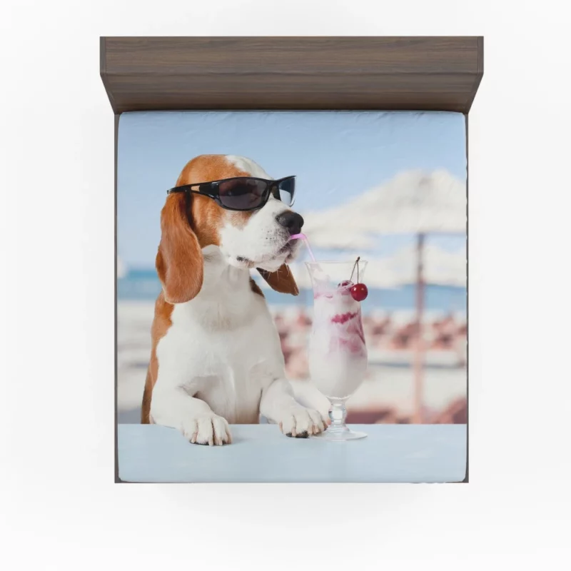 Beagle Summer Style Sunglass Adventure Fitted Sheet 1