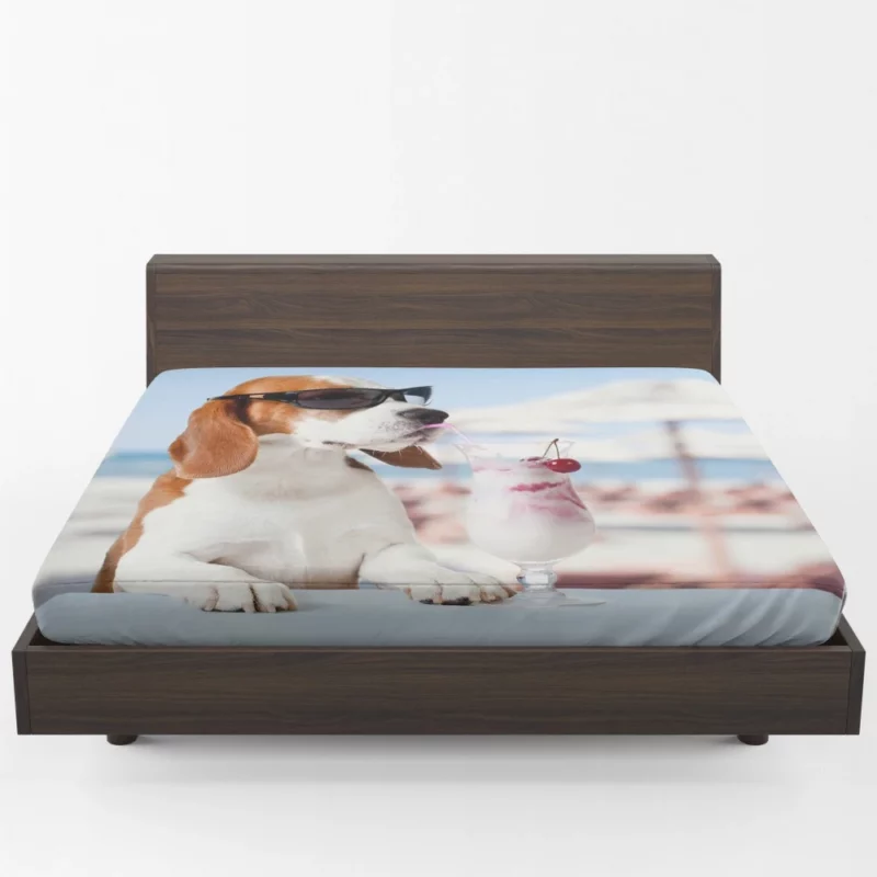 Beagle Summer Style Sunglass Adventure Fitted Sheet