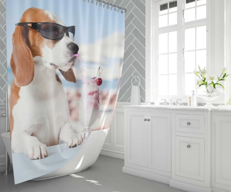 Beagle Summer Style Sunglass Adventure Shower Curtain 1