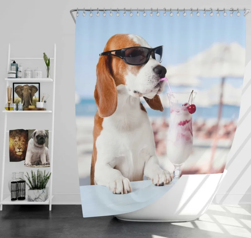 Beagle Summer Style Sunglass Adventure Shower Curtain