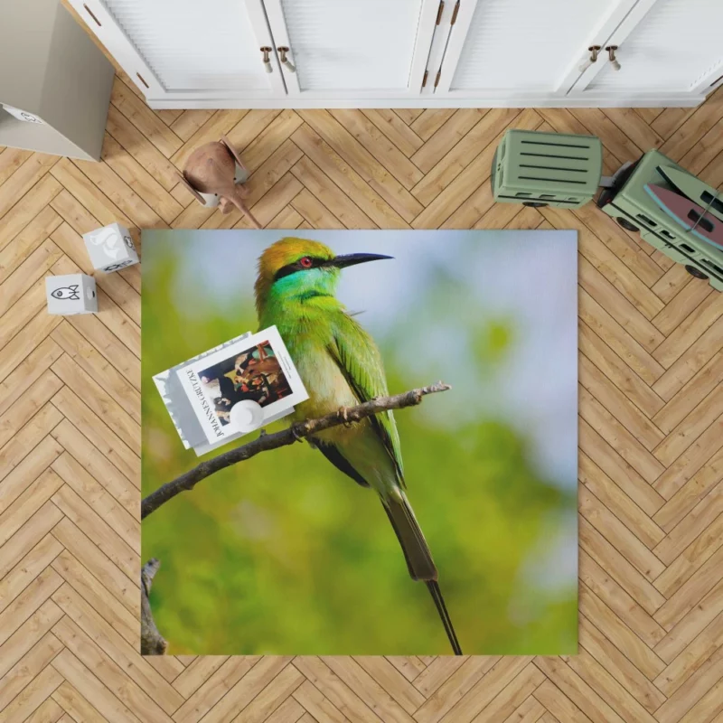 Bee-eater Branch Pose Vibrant Bird Rug