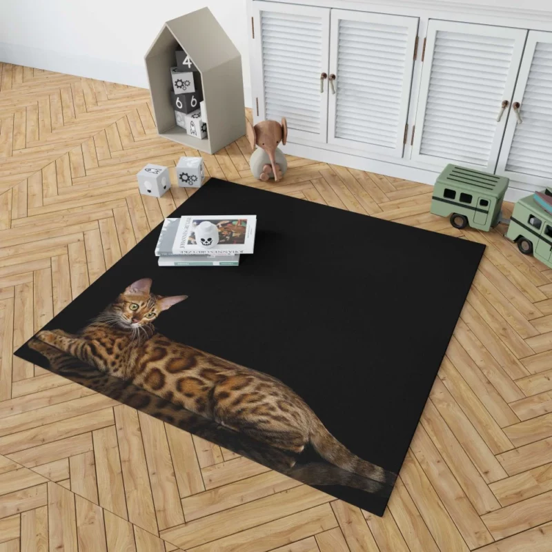 Bengal Cat Reflective Gaze Mysterious Charm Rug 1