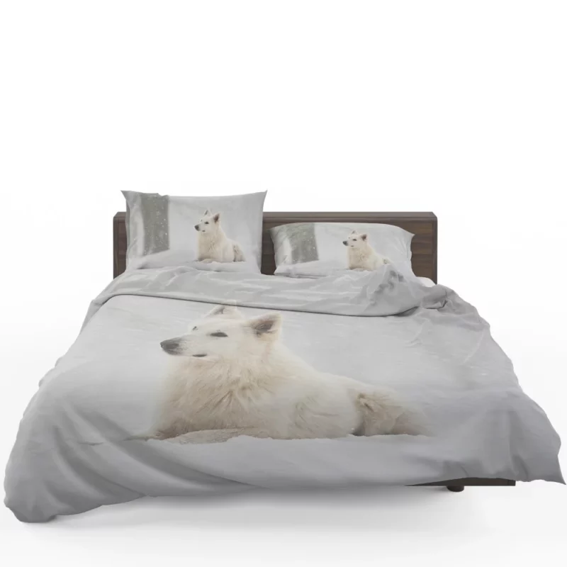 Berger Blanc Suisse in Snowfall Grace Bedding Set