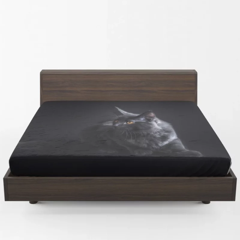 Black Cat Portrait Mysterious Elegance Fitted Sheet