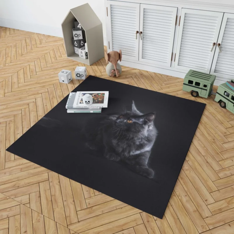 Black Cat Portrait Mysterious Elegance Rug 1