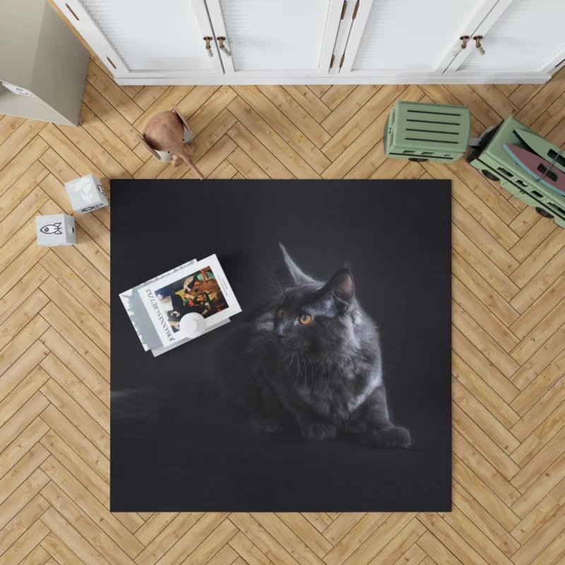 Black Cat Portrait Mysterious Elegance Rug