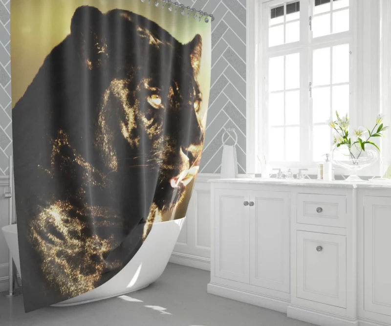 Black Panther Wild Animal Shower Curtain 1