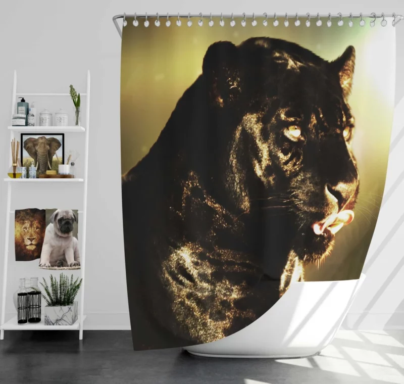 Black Panther Wild Animal Shower Curtain