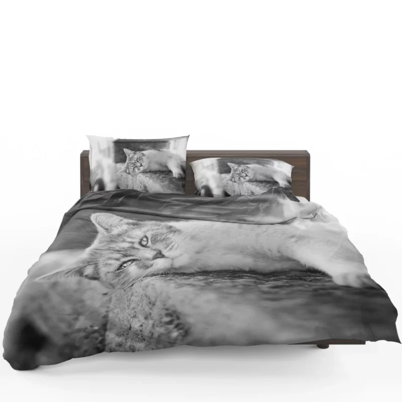 Black & White Cat Restful Pose Bedding Set