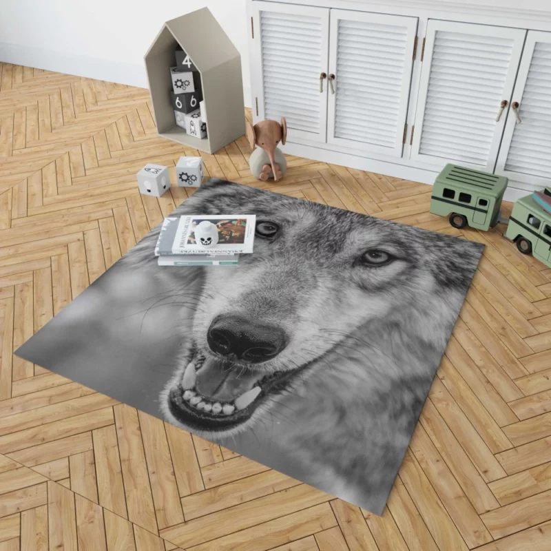 Black & White Wolf Intensity Wilderness Rug 1