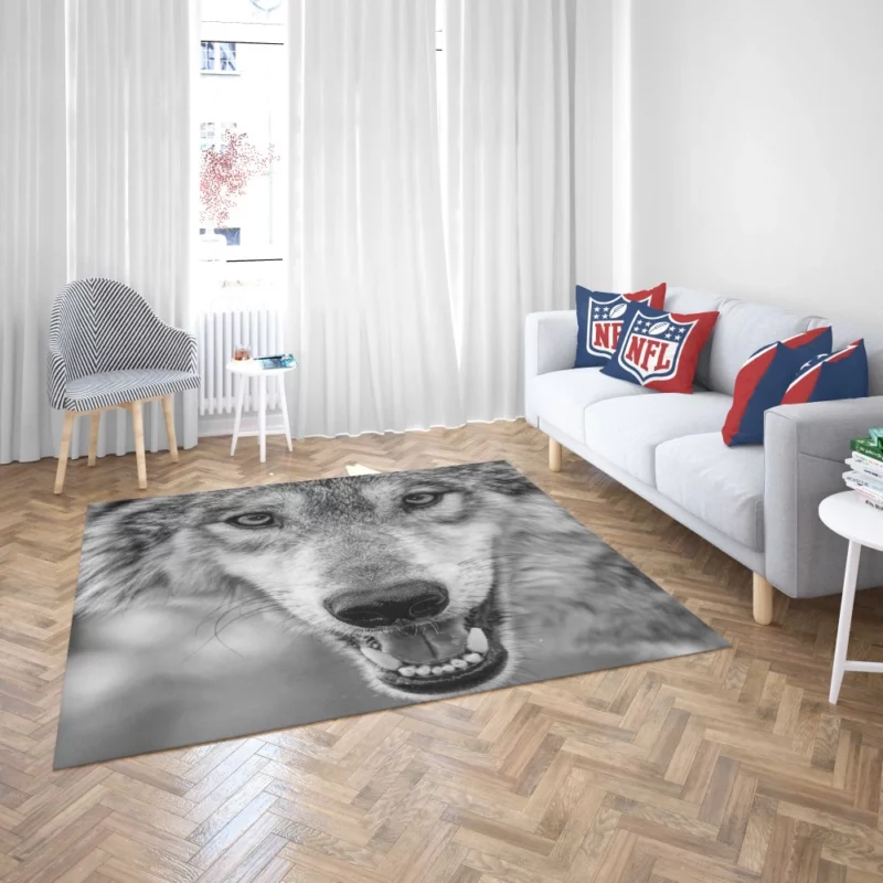 Black & White Wolf Intensity Wilderness Rug 2