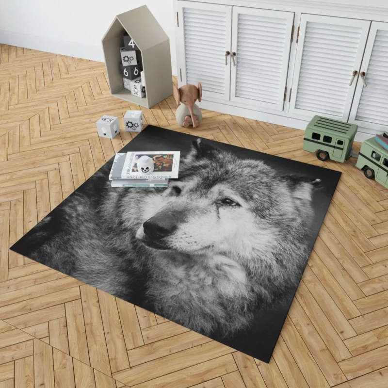 Black & White Wolf Mystic Gaze Rug 1