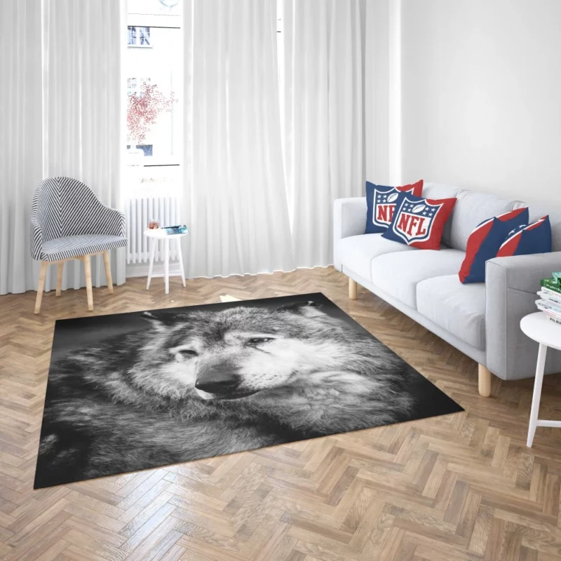 Black & White Wolf Mystic Gaze Rug 2