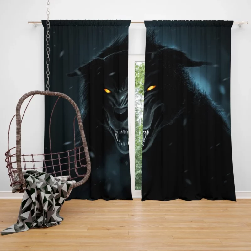 Black Wolf Shadows Midnight Enigma Curtain