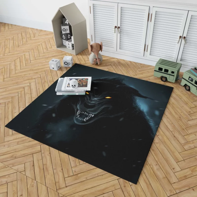 Black Wolf Shadows Midnight Enigma Rug 1