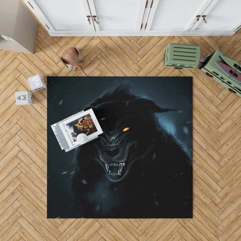 Black Wolf Shadows Midnight Enigma Rug