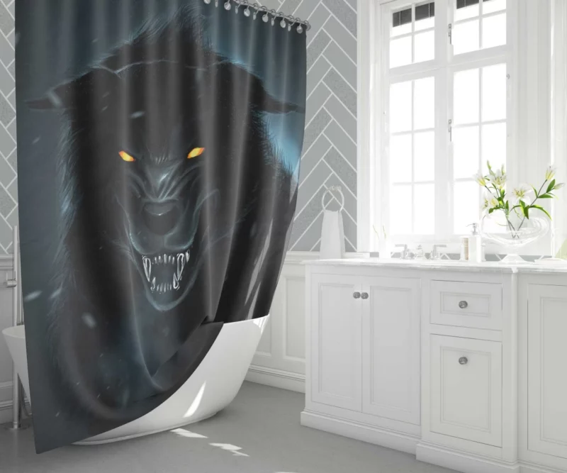 Black Wolf Shadows Midnight Enigma Shower Curtain 1