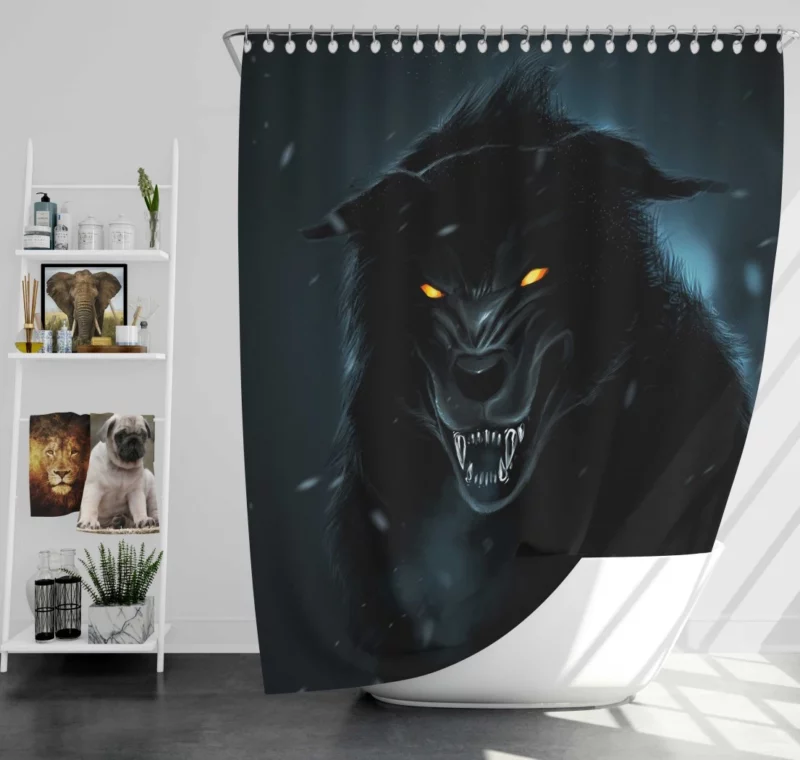 Black Wolf Shadows Midnight Enigma Shower Curtain