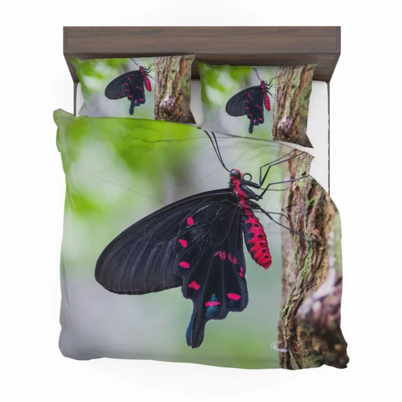 Black and Pink Butterfly Nature Elegance Bedding Set 1