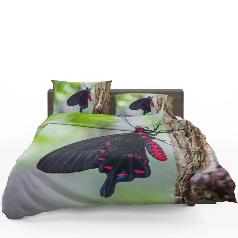 Black and Pink Butterfly Nature Elegance Bedding Set