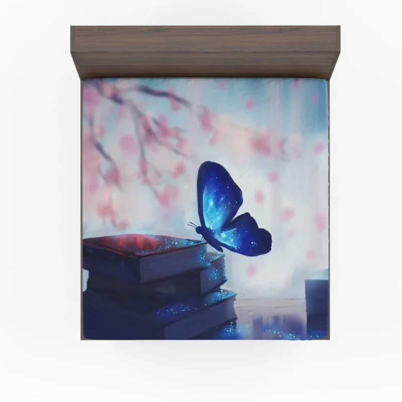 Blue Butterfly A Fantasy Tale Unfolded Fitted Sheet 1