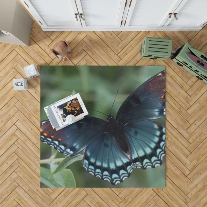 Blue Butterfly in Radiant Bloom Rug