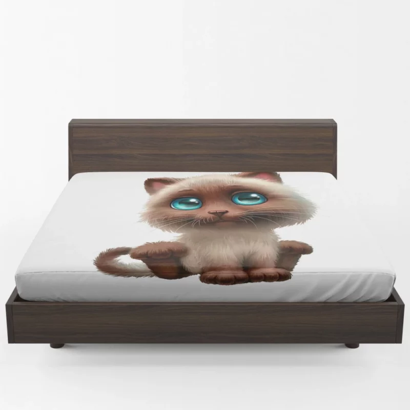 Blue-Eyed Cat Mysterious Stare Fitted Sheet