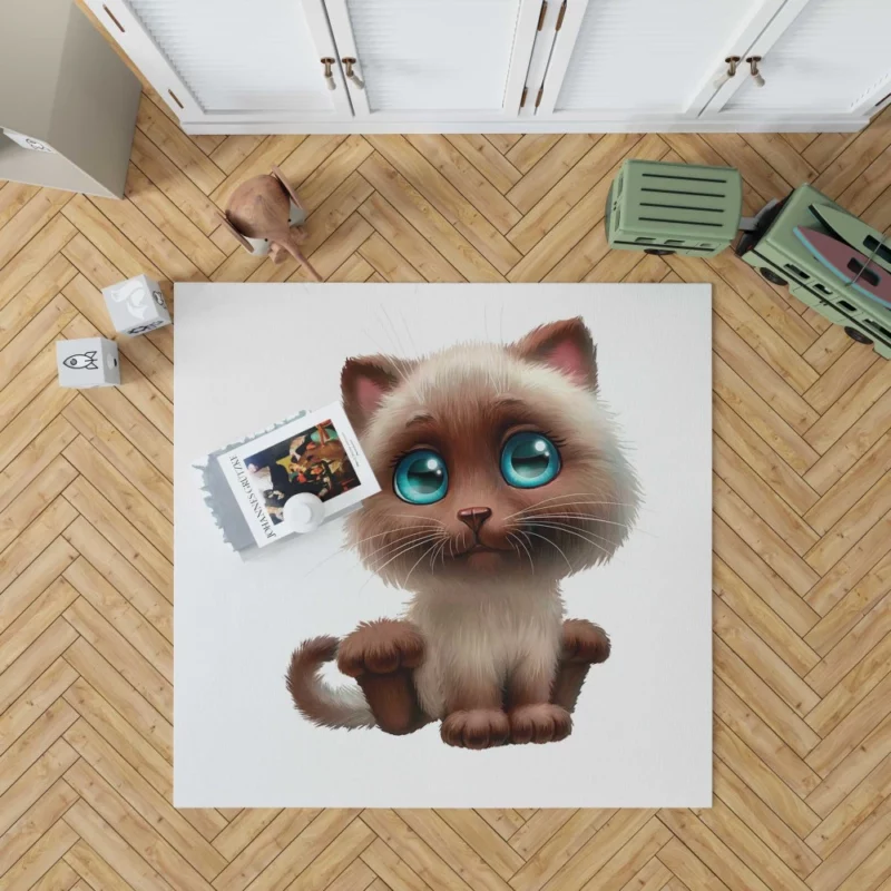 Blue-Eyed Cat Mysterious Stare Rug