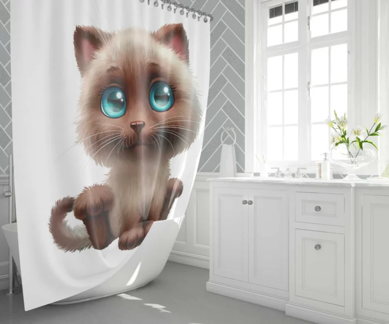 Blue-Eyed Cat Mysterious Stare Shower Curtain 1