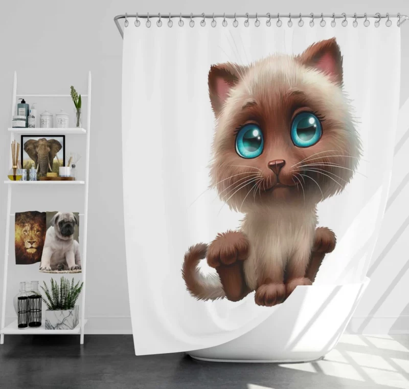 Blue-Eyed Cat Mysterious Stare Shower Curtain