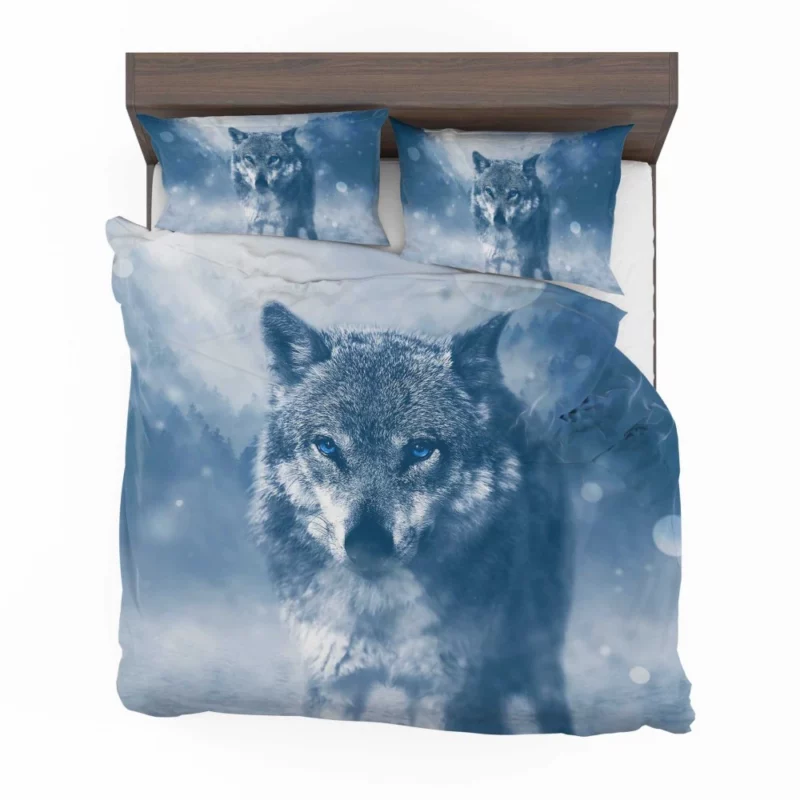 Blue-Eyed Wolf Enigmatic Stare Ethereal Charm Bedding Set 1