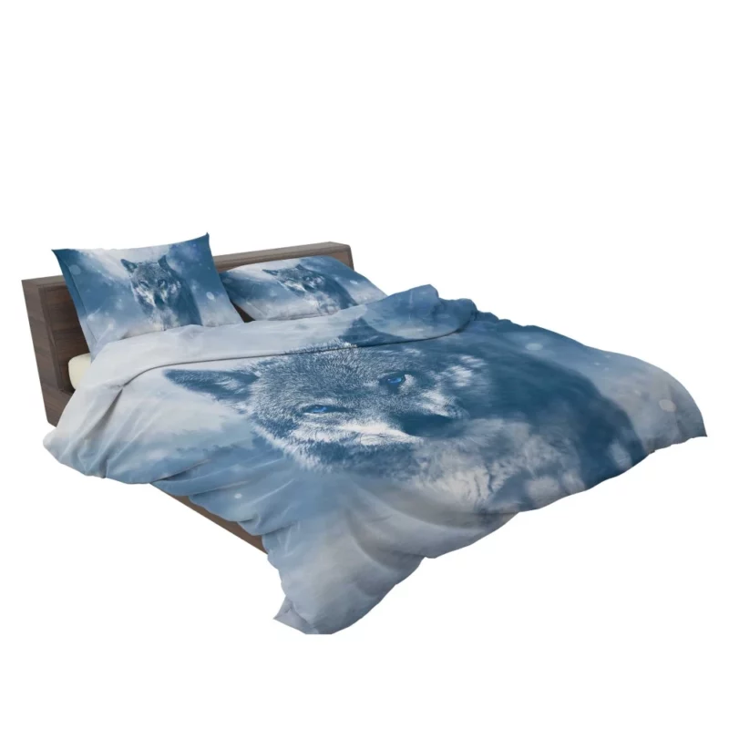 Blue-Eyed Wolf Enigmatic Stare Ethereal Charm Bedding Set 2