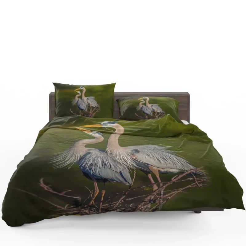 Blue Herons in Flight Waterside Elegance Bedding Set