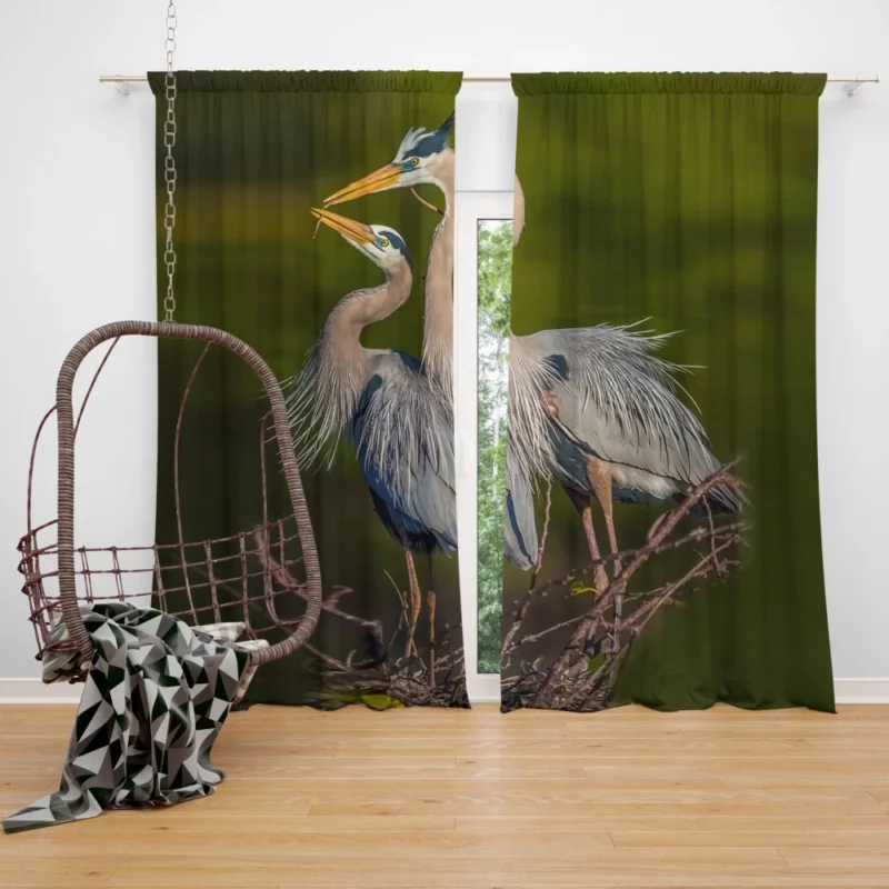 Blue Herons in Flight Waterside Elegance Curtain